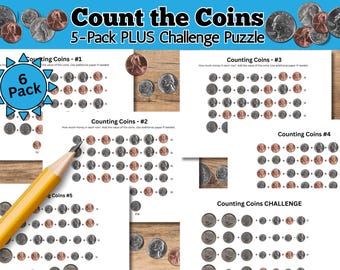 Count the Coins 5 Pack PLUS Bonus Challenge Sheet!