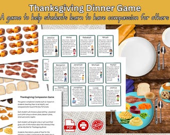 Erntedank Mitgefühl | Freunde füttern Spiel | Sozial emotionales Lernen (SEL) | Druckbare Klassenzimmer Thanksgiving-Aktivität