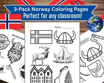 3er Pack - Norwegen Ausmalbilder