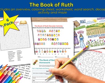 Buch der Ruth Bibel Aktivitätspaket - 6 druckbare Seiten für Kinder & Homeschool