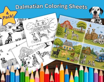 4-Pack Dalmatian Coloring Sheets