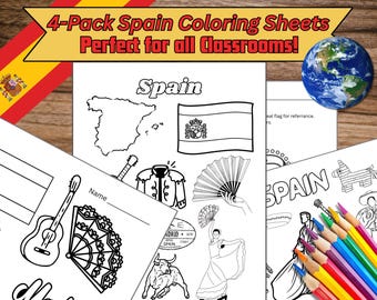 4 pack-Spain Coloring Pages