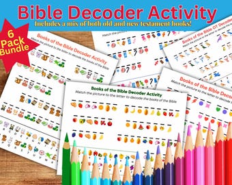 Bible Books Decoder Activity Bundle – Old and New Testament Games for Kids (Digital Download)
