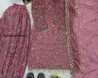 Pakistani Salwar Kameez Embroidered Frendy Silk Patiyala Suit with Dupatta