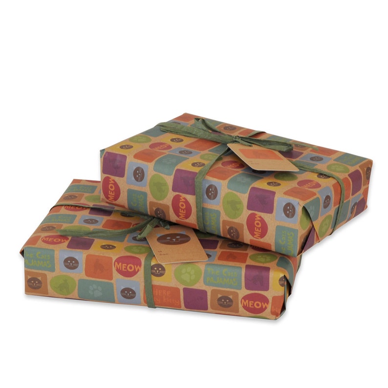 Set of 4 assorted cat themed wrapping paper sheets image 3