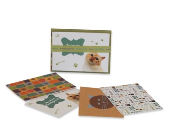 1 set of 4 assorted cat themed 6x4.25 greeting cards