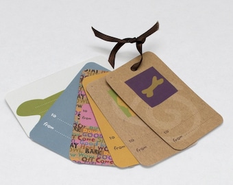 Dog themed gift tag set of 6 assorted designs