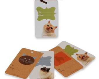 Cat themed gift tag set of 4 assorted designs