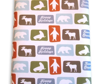 Holiday animal pattern gift wrap