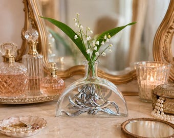 Italian Art Glass Vanity Bottle | MOD DEP Floral Decorative Boudoir Decor