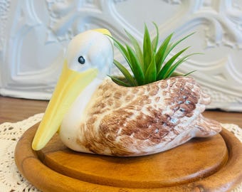 Vintage Ceramic Pelican Planter – Mid Century Coastal Bird Décor