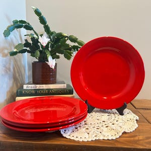 Vintage Red Pier 1 Imports Dinner Plates - Set of 4