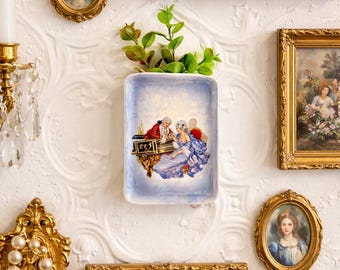 Vintage Lustreware Wall Pocket Vase – Romantic Courting Couple, Victorian Cottagecore Decor
