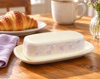 Vintage Mikasa Van Gogh Covered Butter Dish, Intaglio CAC38, Pastel Abstract Ceramic, 1990–1991