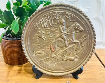 Vintage Copper Fox Hunt Plate | Equestrian Wall Decor | English Country Style