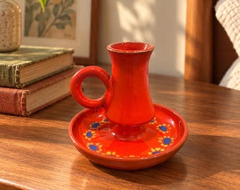 Vintage Kjarval & Lökken Icelandic Ceramic Chamberstick, Mid-Century Scandinavian Candle Holder, Model 40