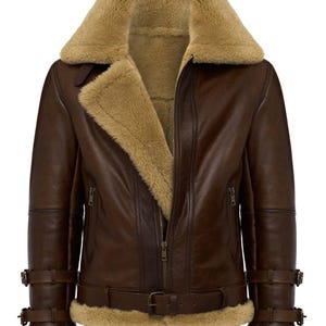Herren Shearling Aviator B3 Bomberjacke – Echt Lammleder & Fell Gefüttert – Maßanfertigung möglich