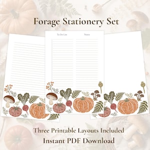 Printable Cottagecore Stationery Set | Mushroom To Do List, Botanical Writing Paper (Digital Download)