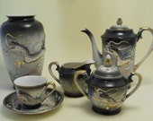 Vintage Dragonware Tea Set, Nippon, Meiyo China, Sugar Bowl, Creamer, Teacup, USA SHIPPING INCLUDED