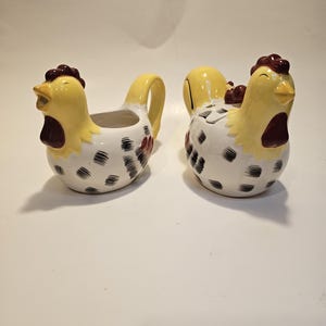 Vintage Rooster Creamer and Sugar Set, Chestnut Creek