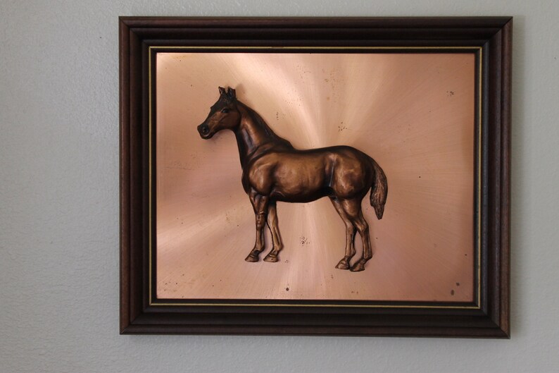 Dimensional Horse Art Copper Color Vintage Wood Frame Horse Etsy