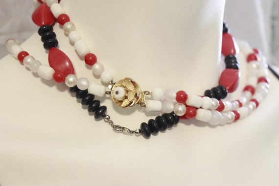 Vintage Costume Jewelry Red Black and White - image 5
