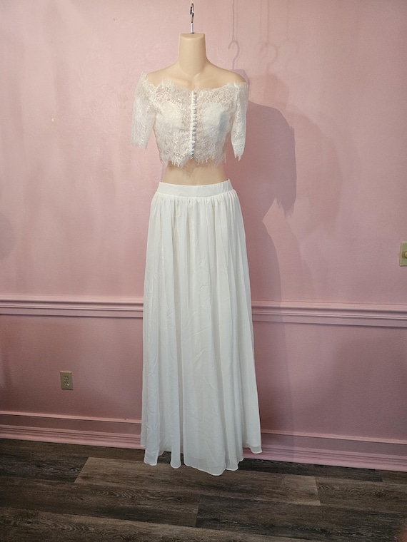 Bridess 3-piece Wedding Dress: Lace Crop Top & Maxi Skirt - Size USA 4 -  Etsy