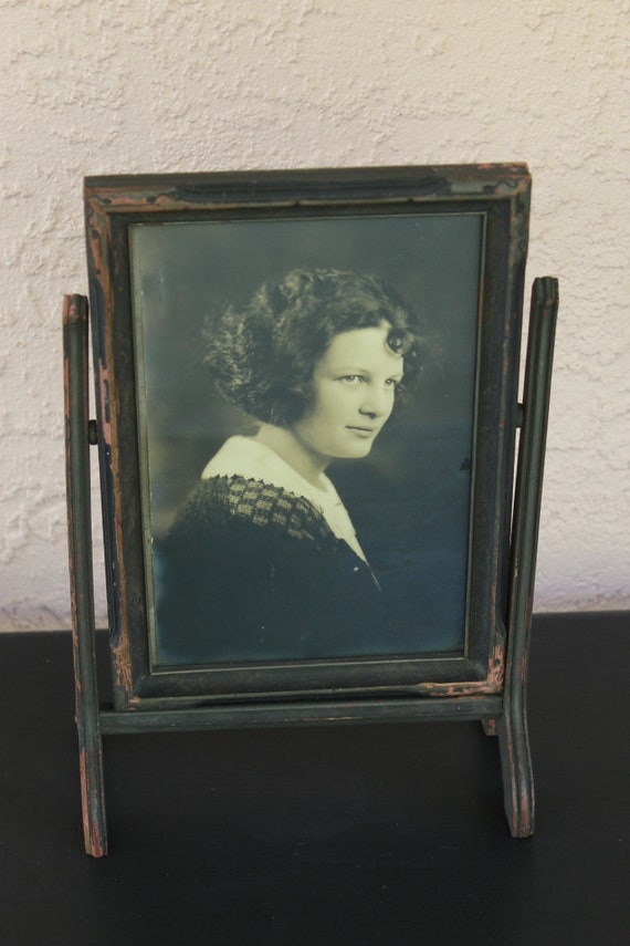 Vintage Wood Table Picture Frame Tilts Back And Forth