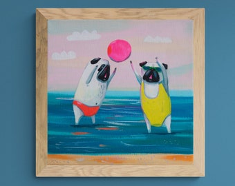 Mops obraz na płótnie  - wydruk artystyczny 20x20 cm