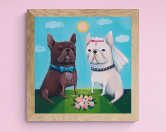 フレンチブルドッグのキャンバスプリント、犬好きへのギフト、ペットの