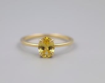 Yellow Sapphire Ring in Gold, September Birthstone valentine day gift ring for beloved