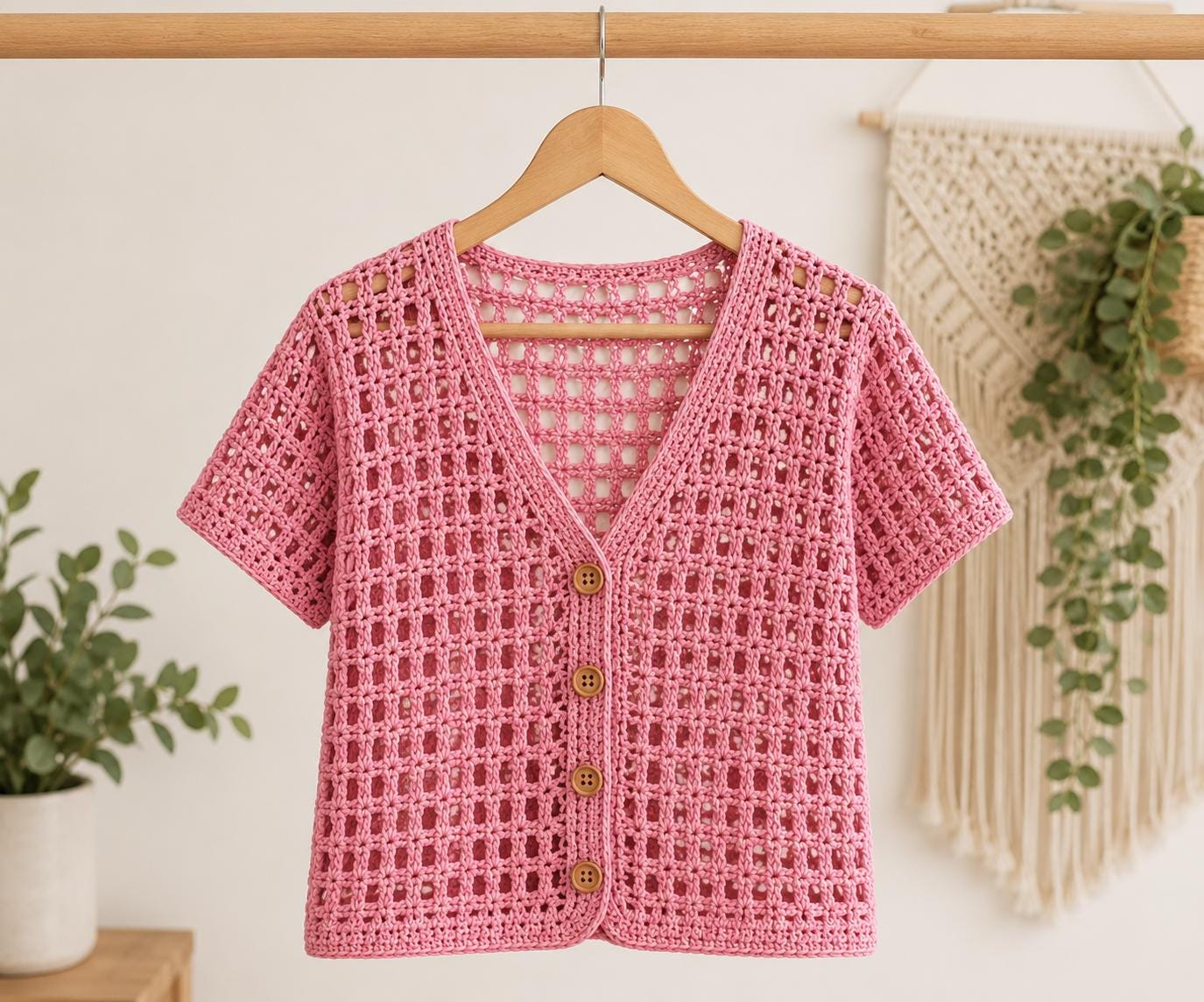 Crochet Lace Cardigan Pattern | Easy Button-front Summer Top (PDF