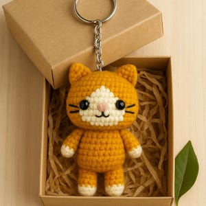 Crochet Cat Keychain Pattern: Mini Amigurumi Bag Charm (PDF)
