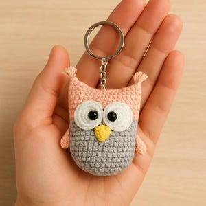 Crochet Owl Keychain Pattern PDF | Mini Amigurumi Owl Keyring | Instant Digital Download