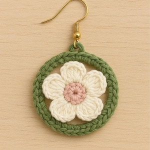 Boho Häkelblume Ohrring Muster PDF - Einfache Schmuck Anleitung für Anfänger