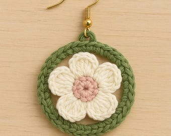 Patrón de pendientes de flores de crochet bohemios en PDF: Tutorial de joyería fácil para principiantes