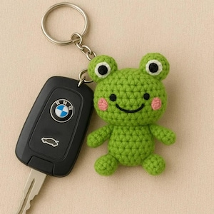 Crochet Frog Keychain Pattern PDF | Amigurumi Frog Plush Keyring | Instant Download
