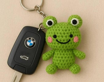 Crochet Frog Keychain Pattern PDF | Amigurumi Frog Plush Keyring | Instant Download
