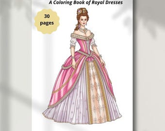 Elegancia rococó: Un libro para colorear de vestidos reales