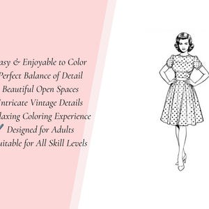 Libro para colorear vintage de los años 50 / Páginas de moda, hogar y estilo de vida retro (descarga digital) imagen 8