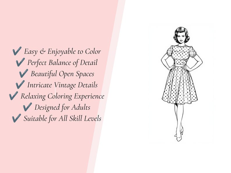 Libro para colorear vintage de los años 50 / Páginas de moda, hogar y estilo de vida retro (descarga digital) imagen 8
