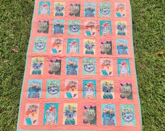 Baby Animals Quilt with Matching Tote Bag