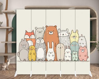 Kids Playroom Folding Screen | 5-Panel Nursery Divider | Colorful Children’s Privacy Partition for Bedroom & Classroom