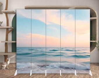 Large 5 Panel Room Divider | Office Privacy Screen | Foldable Wall Partition for Workspace & Home Studio
