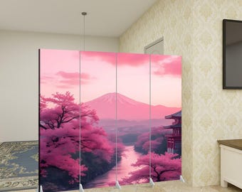 Room Divider Folding Screen 4 Panel | Privacy Screen for Bedroom, Office & Living Room | Canvas Wood Partition | Foldable Home Divider