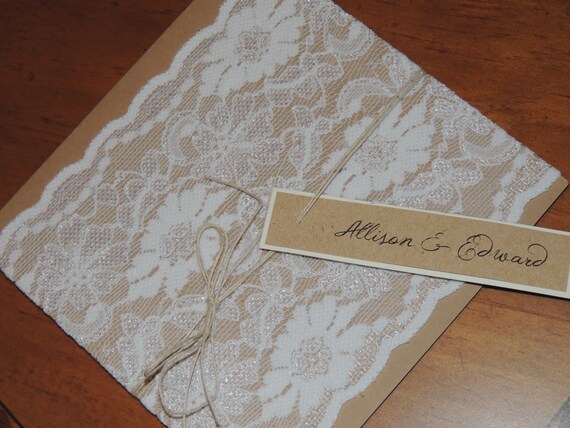 Rustic Lace Invitation - Country Lace Wedding Invitation Rustic Lace Invitation - Country Lace Wedding Invitation