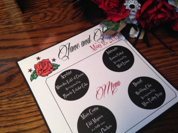 Rockabilly Table Menu - Rockabilly Wedding Menu Rockabilly Table Menu - Rockabilly Wedding Menu