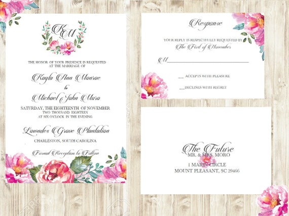 Watercolor Wedding Invitation - Peony/Peonies Wedding Invitation - Floral Wedding invitation Watercolor Wedding Invitation - Peony/Peonies Wedding Invitation - Floral Wedding invitation