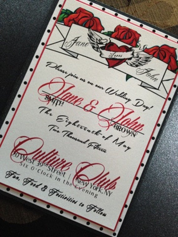 Rockabilly Wedding Invitation - Rock and Rose Wedding Invitation Rockabilly Wedding Invitation - Rock and Rose Wedding Invitation