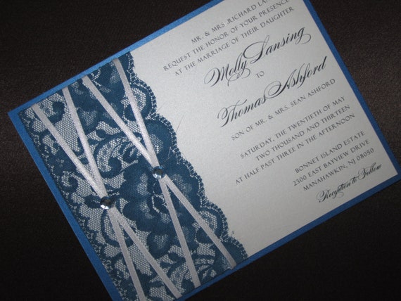 Lace Wedding Invitation - Custom Colors Available Lace Wedding Invitation - Custom Colors Available